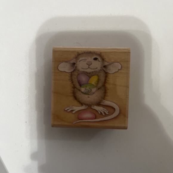 Stampabilities House Mouse Designs Mudpie Holds Jellybeans Wood Rubber Stamp - Picture 1 of 4